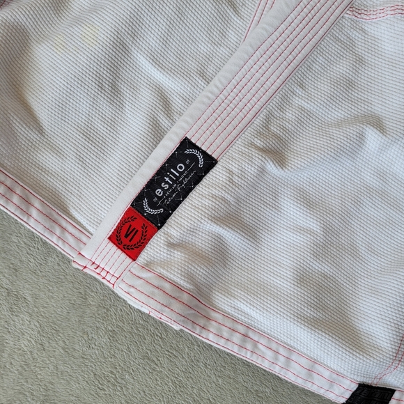 Estilo VI Tatami Jacket Red On White Jiu Jitsu Fightwear Version VI Size A3S - Picture 5 of 13